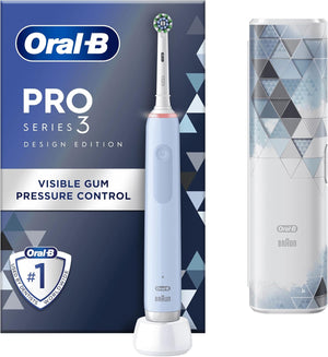 Pro Series 3 Blue Electric Toothbrush, 1 Toothbrush Head, 1 Travel Case, Designed by Braun