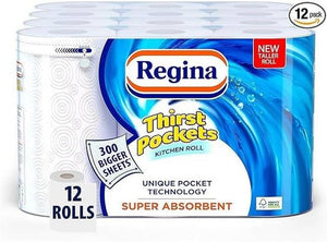 Thirst Pockets Kitchen Roll - 12 Rolls, 1,200 Super Absorbent Sheets, Unique Pocket Technology, Your Ideal Kitchen Companion, FSC certified product, WWF Climate Savers Program