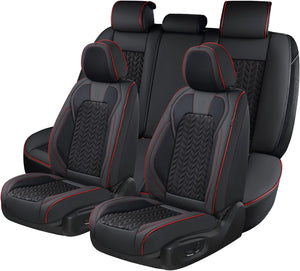 Car Seat Covers Full Set Universal for 5 Seats, Universal Fit For Most Cars, SUV, Sedans and Pick-up Trucks, Waterproof Automotive Seat Protector, Luxury Leather Car Seat Cushion, Airbag Compatible