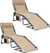 Sun Lounger 5-Position Adjustable Backrest for Garden Recliner Chaise Lounge Chair Folding Sun lounger Portable Sunloungers with Strap Sun bed for Beach Terrace Pools Camping Guest Bed Indoor