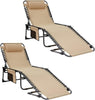 Sun Lounger 5-Position Adjustable Backrest for Garden Recliner Chaise Lounge Chair Folding Sun lounger Portable Sunloungers with Strap Sun bed for Beach Terrace Pools Camping Guest Bed Indoor