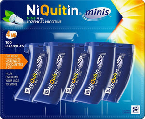 Minis Mint 4 mg Lozenges - Effective Smoking Craving Relief - Practical Pocket-Sized Container - 100 Mini Lozenges - Fast Acting Relief - Reduce and Quit Smoking Aid