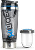 Pro Shaker Bottle (iX-R Edition) | Rechargeable, Powerful for Smooth Protein Shakes | includes Supplement Storage - BPA Free | 600ml Cup (Silver Blue/Gray)