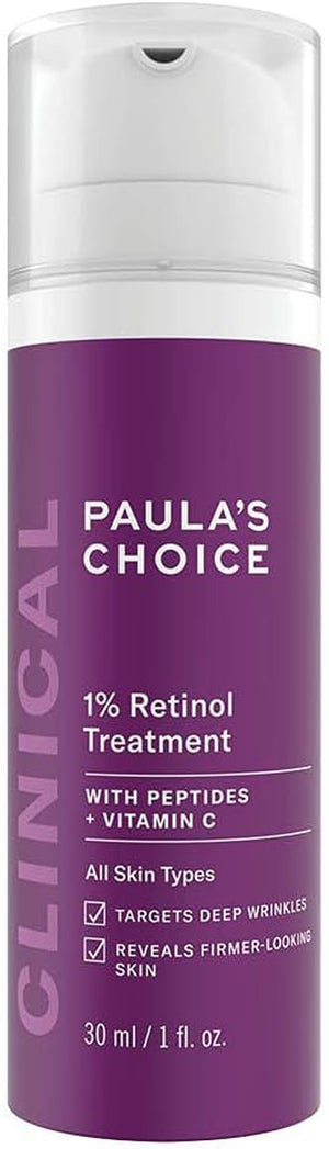 CLINICAL 1% Retinol Treatment - Anti Aging & Skin Firming Serum for Face - Fights Wrinkles - with Vitamin C & Peptides - All Skin Types - 30 ml