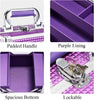 Makeup Case Vanity Box 4 Trays Beauty Organiser Case Cosmetic Storage Box with Locks, Purple