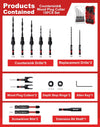 Countersink Drill Bit Set, 15 PCS Tapered Drill Bits Counter Sink Drill Bit with 2PCS Wood Plug Cutter 1/4" Hex Shank Quick Change for Woodworking with Storage Box