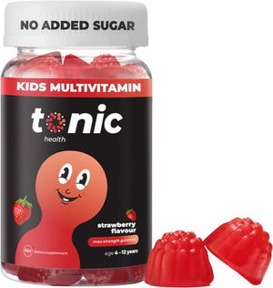 Kids Vitamins Gummies - 14 in 1 Kids Multivitamin with Vitamins A, C, D, E and Zinc, Strawberry Flavour, Month Supply (60 Count), Ages 4-12, No Added Sugar, No Sweeteners, Vegan