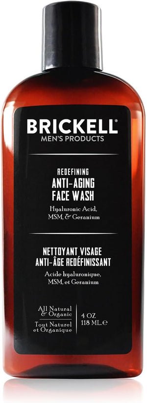 Brickell Men's Redefining Anti-Aging Face Wash For Men, Natural and Organic, Foaming Gel Face Wash Firms & Plumps Skin to Reduce Signs of Aging (Scented, 118 ml)