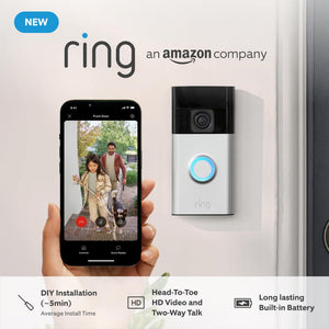 New  Battery Video Doorbell (2024 release) | DIY Wireless Video Doorbell Camera I Head-To-Toe View, HD Video | Easy to install (5 min) | With Built-in Battery I 30-day free trial of  Home