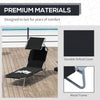 Outdoor Foldable Sun Lounger, 4 Level Adjustable Backrest Reclining Sun Lounger Chair with Angle Adjust Sun Shade Awning for Beach, Garden, Patio, Black