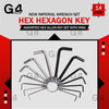 14 Piece New Imperial Wrench Set Allen Alan Hex Hexagon Key with Key ring