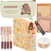 Capybara Pencil Case, Capybara Stationery Include Capybara Keyring, Stickers, Pens and Sticky Notes, Capybara Gifts for Kids Students Stationery Supply