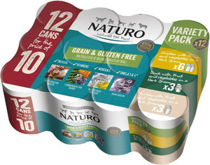 Naturo Adult Grain & Gluten Free Poultry Variety Wet Dog Food Cans(6x Chicken 3xDuck 3XTurky) - 12 x 390g