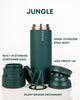 Shaker - Stainless Steel Protein Shaker - Double Walled Vacuum Insulated - Cold and Hot Drinks - Protein Powder Container - Silent Shaker - Leak Proof - Fits Cup Holders - Jungle (Green)