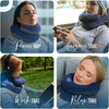 Travel Neck Pillow for Airplane – Patented Double Support for Head, Neck, and Chin. Best for Long Flights, Plane Sleeping, and Car Rides. Adjustable Size. Fully Washable. Carry Bag. Large, Gray