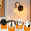 2 Pack Industrial Wall Light with Switch,Retro Wall Light E27 Base, Black and Gold Wall Lamp Indoor, Dimmable Wall Lighting Fixture for Bedroom, Living Room, Hallway (No Bulb) [Energy Class F]