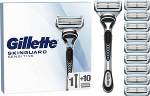 Gillette SkinGuard Sensitive Men’s Razor, Shaving Razor for Men with Skin Irritation, 1 Handle, 10 Blade Refills