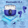 Wireless Earbuds, Bluetooth 5.3 Headphones In Ear with 4 ENC Noise Cancelling Mic, 2023 Bluetooth Earphones Mini HI-FI Stereo Sound, LED Display Wireless Headphones 36H Playtime IP7 Waterproof, Blue