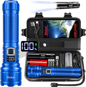 Torch Rechargeable, 500000 Lumens Torches LED Super Bright Flashlight, Adjustable Focus, 5 Modes, 5000 mAh Long Lasting, IP67 Waterproof, Smart Digital Display for Camping, Power Cuts,Emergency