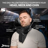 JPillow Travel Pillow for Airplanes - British Invention of The Year - Upgraded with Patented Anti-Slip Scarf - Unique Chin Support - Neck Pillow for Travel - Flight Pillow - Black/Silver