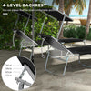 Outdoor Foldable Sun Lounger Set of 2, 4 Level Adjustable Backrest Reclining Sun Lounger Chair with Angle Adjust Sun Shade Awning for Beach, Garden, Patio, Black