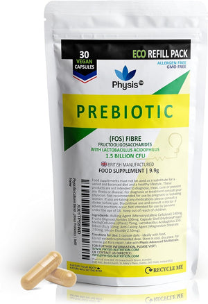 Bio Cultures Blend Prebiotics | 30 Capsules | Pre and Probiotics for Gut Health | Bio Cultures Complex for Improved Digestion | Concentrated Lactobacillus Acidophilus Probiotics | Refill