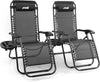 Sun Loungers For Garden Chairs Set of 2, Heavy Duty Zero Gravity Chairs With Cup Holders & Headrest Pillow, Folding Garden Recliner Chairs Sunloungers For Deck Chair, Patio, Beach Lounger