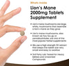 Lions Mane Mushroom Extract Supplement 2000mg - 180 High Strength Vegan Tablets with Black Pepper - (Not Powder or Capsules) Made in The UK by