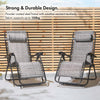 Zero Gravity Chairs Set of 2 - Grey Reclining Sun Loungers for Garden - Textilene Folding Sunloungers with Detachable Head Pillow - Fold Away 2 Set Deck Chairs for Outdoor, Patio & Decking