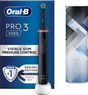 Pro 3 Electric Toothbrush For Adults, 1 Cross Action Toothbrush Head & Mondrian Travel Case, 3 Modes with Teeth Whitening, 2 Pin UK Plug, 3500