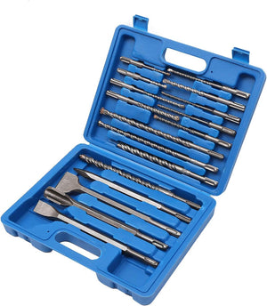 SDS Plus Drill Bit Set with Chisels 17PCs, SDS-Plus Rotary Hammer Drill Bits for Concrete Brick Masonry Marble Granite, Storage Case Included 121694