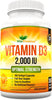 Vitamin D 2,000 IU, Optimal Strength Vitamin D3 Supplement, 365 Easy to Swallow Softgels - Full Year Supply