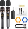 UHF Rechargeable Wireless Microphones Dual Cordless Microphones and Receiver Long Hours Working with 3-IN-1 Charging Cable Karaoke Mic Set for Singing Church Wedding DJ Karaoke Party