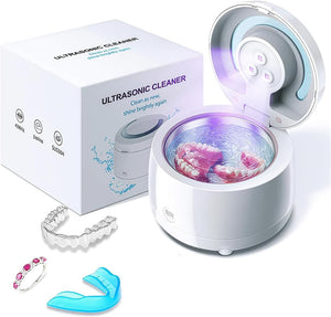 Retainer Cleaner - Ultrasonic Cleaner Machine 43KHZ - UV Ultrasonic Cleaner for Dentures, Retainer, Mouth Guard, Aligner, Whitening Trays, All Dental Appliances (White)