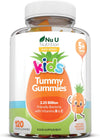 Kids Tummy Gummies (Age 5+) - Probiotics for Children - 120 Vegan Gummies - Natural Pineapple Flavour - with Lactobacillus and Bifidobacterium & Vitamin B3, B5,B6 & C -