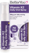 Vitamin K2 Daily Oral Spray, Pill-free K2 Supplement, Supports Normal Bone Health and Blood Clotting, 2-month Supply, Made in the UK, Natural Peppermint Flavour