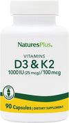 Vitamin D3 Vitamin K2-1000 IU Vitamin D Supplement with 100 mcg Vitamin K – Bones and Immune System Support - Gluten Free, Vegetarian - 90 Capsules