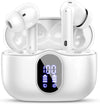 Wireless Earbuds, Bluetooth 5.3 Headphones In Ear with 4 ENC Noise Cancelling Mic, 2023 New Bluetooth Earphones Mini Deep Bass Stereo Sound, 36H Playtime LED Display Wireless Earbuds White