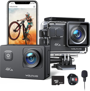 Action Camera GA100 with 32GB microSDXC Memory Card 4K 30FPS 20MP Underwater Camera Waterproof 40M, WiFi Videocamera with Dual Mic, 170° Wide Angle, EIS Anti-shake, Various Accessories