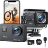 Action Camera GA100 with 32GB microSDXC Memory Card 4K 30FPS 20MP Underwater Camera Waterproof 40M, WiFi Videocamera with Dual Mic, 170° Wide Angle, EIS Anti-shake, Various Accessories