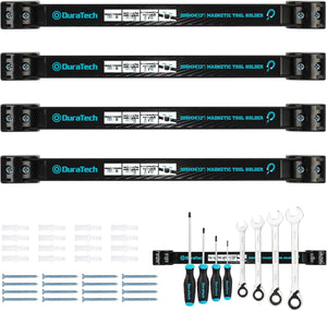 12" Magnetic Tool Holder Set, 4* Heavy Duty Magnetic Tool Holder Strip, Professional Space-Saving Magnetic Tool Holder Strip for Storage Spanner, Screwdriver, Pliers, Max Weight 27kg