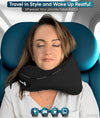 Travel Pillow - Memory Foam Neck Cushion - Flight Pillow | Support Neck Pillow for Travel | Travel Neck Pillow for Airplane with Carry Bag & Clip | Flying Travel Essentials (Black - Regular)