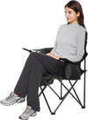Comfortable, Heavy Duty, Portable Camping Chair with 4-Can Cooler, Side Pocket, Cup Holder, and Carry Bag, Collapsible for Camping, Fishing, Beach, and Backpacking
