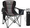 Camping Chairs for Adults Heavy Duty Camping Chair Up to 200 kg Folding Camp Chair with Cup Holder and Cooler Bag for Outdoor Picnic Fishing, Lightweight and Portable, Black