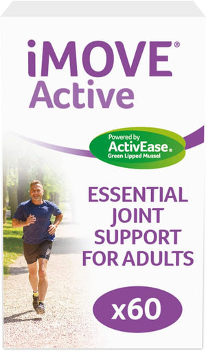 iMOVE Active | Natural Joint Supplement for Humans, 60 Tablets - Includes Glucosamine HCl, Green Lipped Mussel, Hyraluronic Acid, Vitamin E and C and Manganese