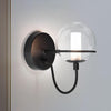 1xG9 Up Wall Light with On/Off Switch, Indoor Wall Lamps Matt Black Finish, Modern Wall Sconce Lights with Globe Glass Shade, Ideal for Bedroom, Living Room, Hallway, Hotel