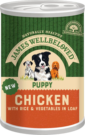 Puppy Chicken, Rice and Vegetables in Loaf Can, Hypoallergenic Wet Dog Food (12x400g)