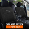 Black Car Seat Covers Front Pair | Universal Cover Set for Driver and Passenger Seats + Headrest | Interior Accessories for Women and Men