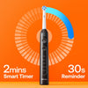 R2 Rotating Electric Toothbrush for Adults with 8 Brush Heads, Travel Case, 5 Modes Rechargeable Power Toothbrush with Pressure Sensor, 3 Hours Fast Charge for 30 Days, Black