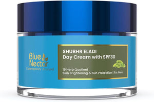 Natural Face Moisturizer With SPF 30, Ayurvedic Brightening Day Face Cream for Skin Glow with Eladi Kumkumadi,Turmeric and Almond (Women, 19 Herbs, 1.7 Oz)